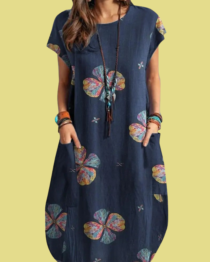 Éva - Robe midi vintage décontractée