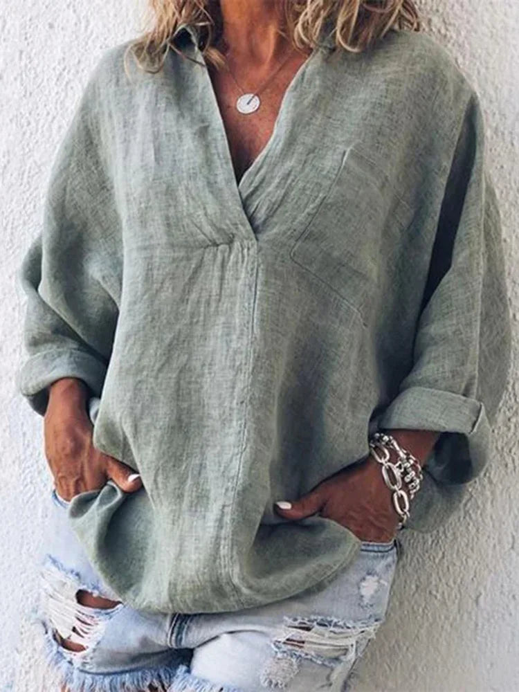 Léonie | T-shirt à manches longues avec Décolleté Élégant et Confort Optimal pour Femmes