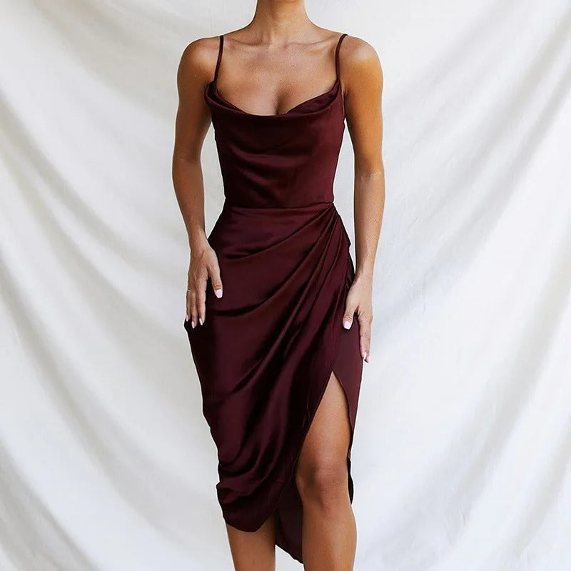 Sérénité | Robe en Satin avec Volants Élégants pour Femmes