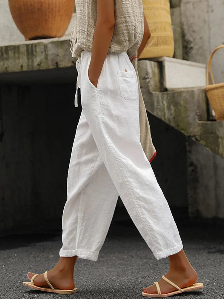 Karen - Pantalon décontracté en pur coton pour femmes dans une couleur pure élégante