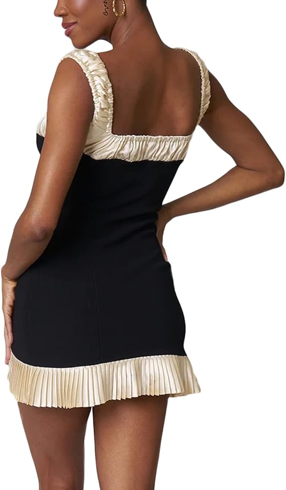 Lysandra | Robe plissée avec motifs élégants et bretelles spaghetti pour femmes