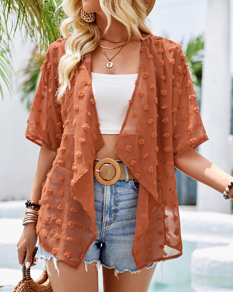 Lunaire | Blouse avec Détails Translucides et Décolleté en V pour l'Été