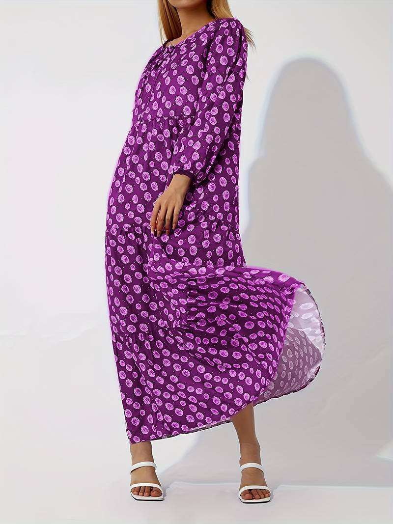 Soleil | Robe longue avec Imprimé Floral et Tissu Fluide pour Femmes