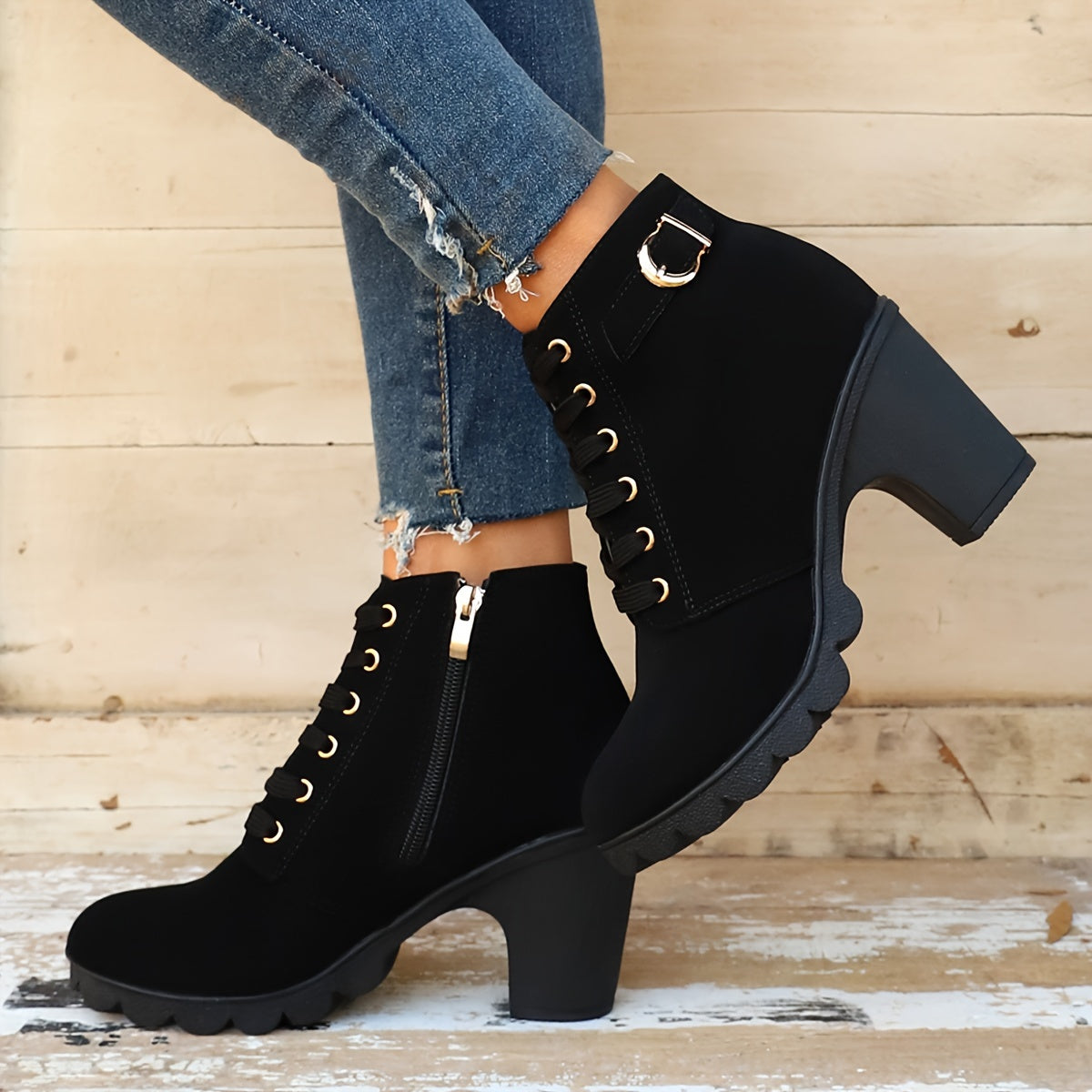 Lotte | Sleek Solid Colour Chunky Heele Boots