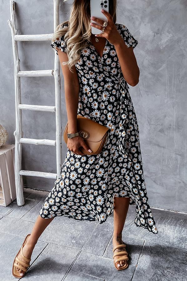 Haidee - Robe midi fleurie à marguerites adorée par vous
