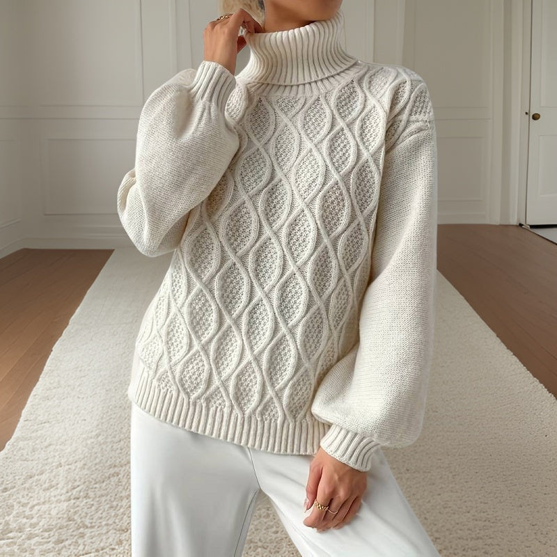 Isolde | Pull décontracté avec Manches Lanterne et Col Haut pour Femmes