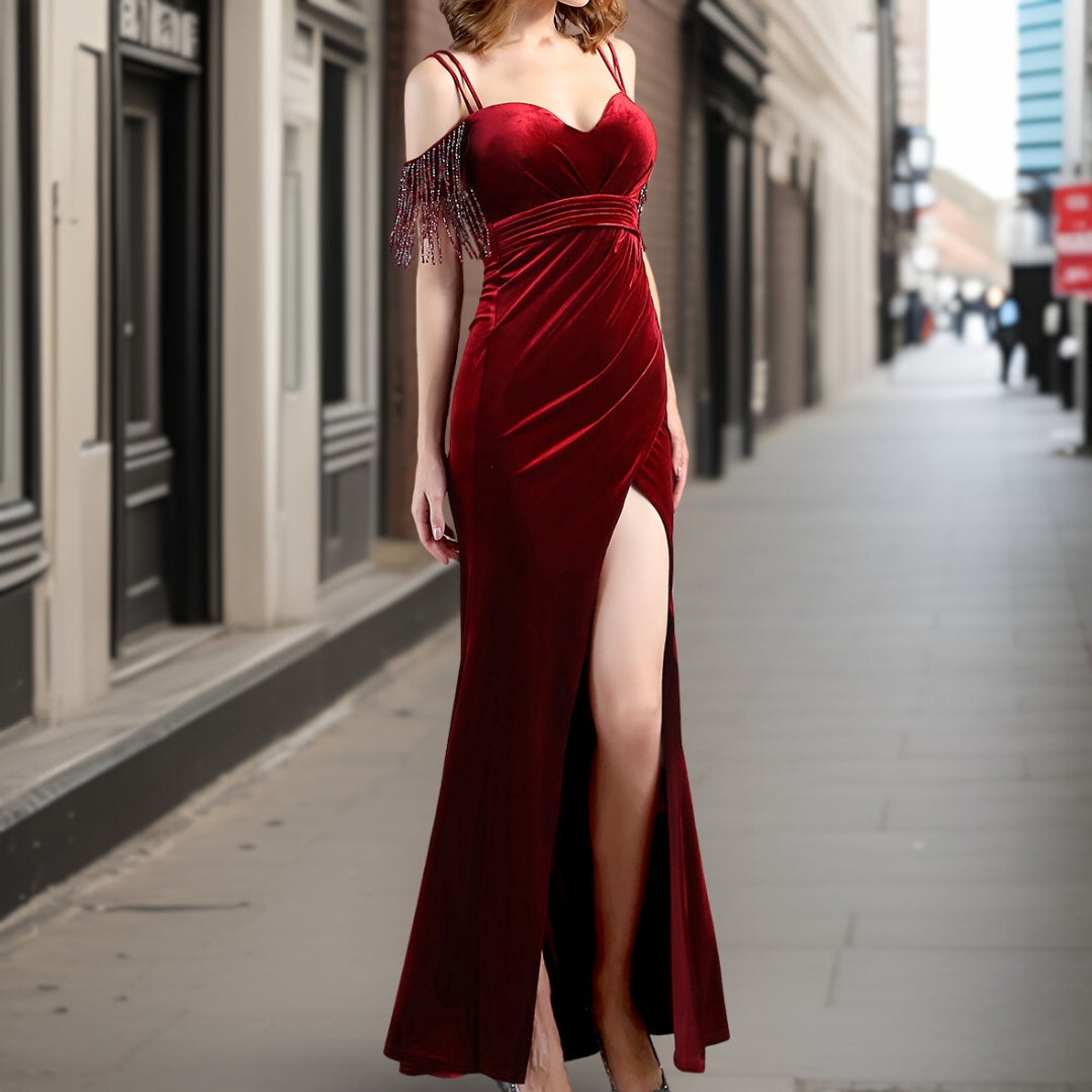 Lysandra | Robe de soirée en velours avec Silhouette Flatteuse et Détails Exquis pour Femmes