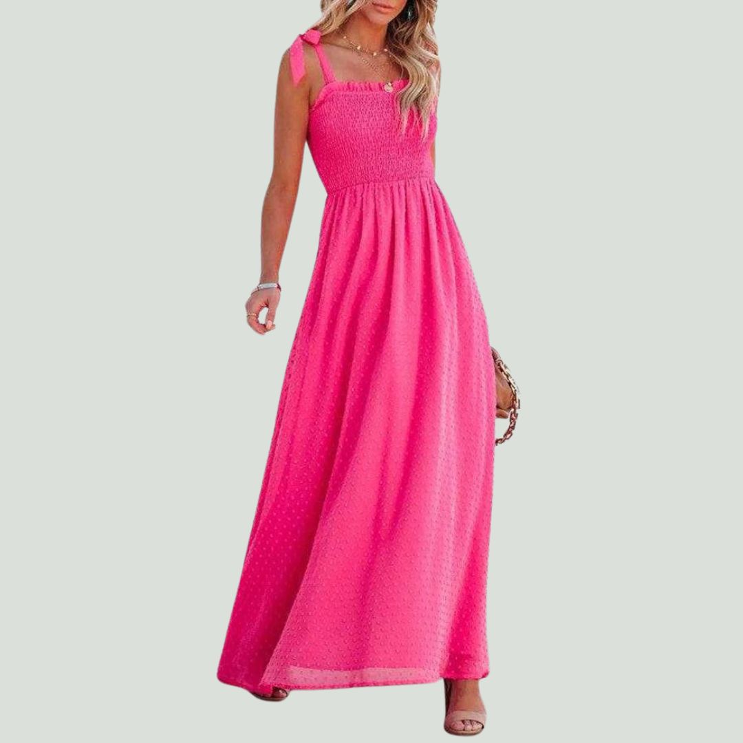 Liana | Robe Maxi Aérienne avec Motif à Pois et Coupe Confortable pour Femmes
