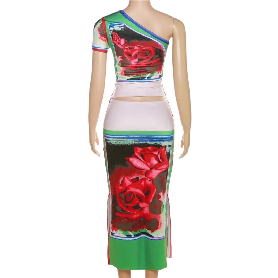 Sélène | Robe Fourreau avec Imprimé Floral Audacieux et Silhouette Moulante pour Femmes