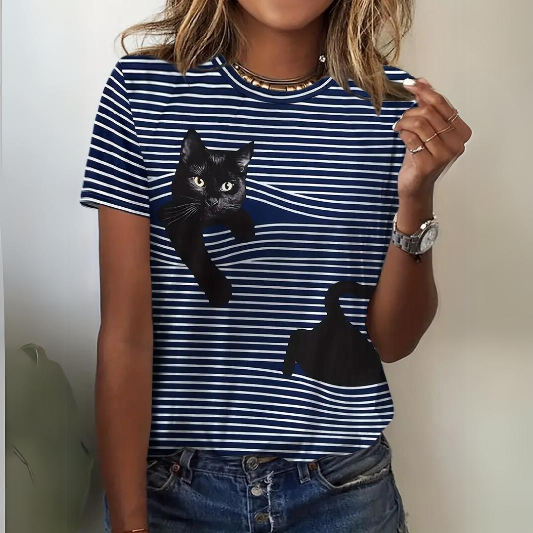 Mélie | Chemise à Imprimé Chat avec Confort Doux et Design Ludique pour Femmes