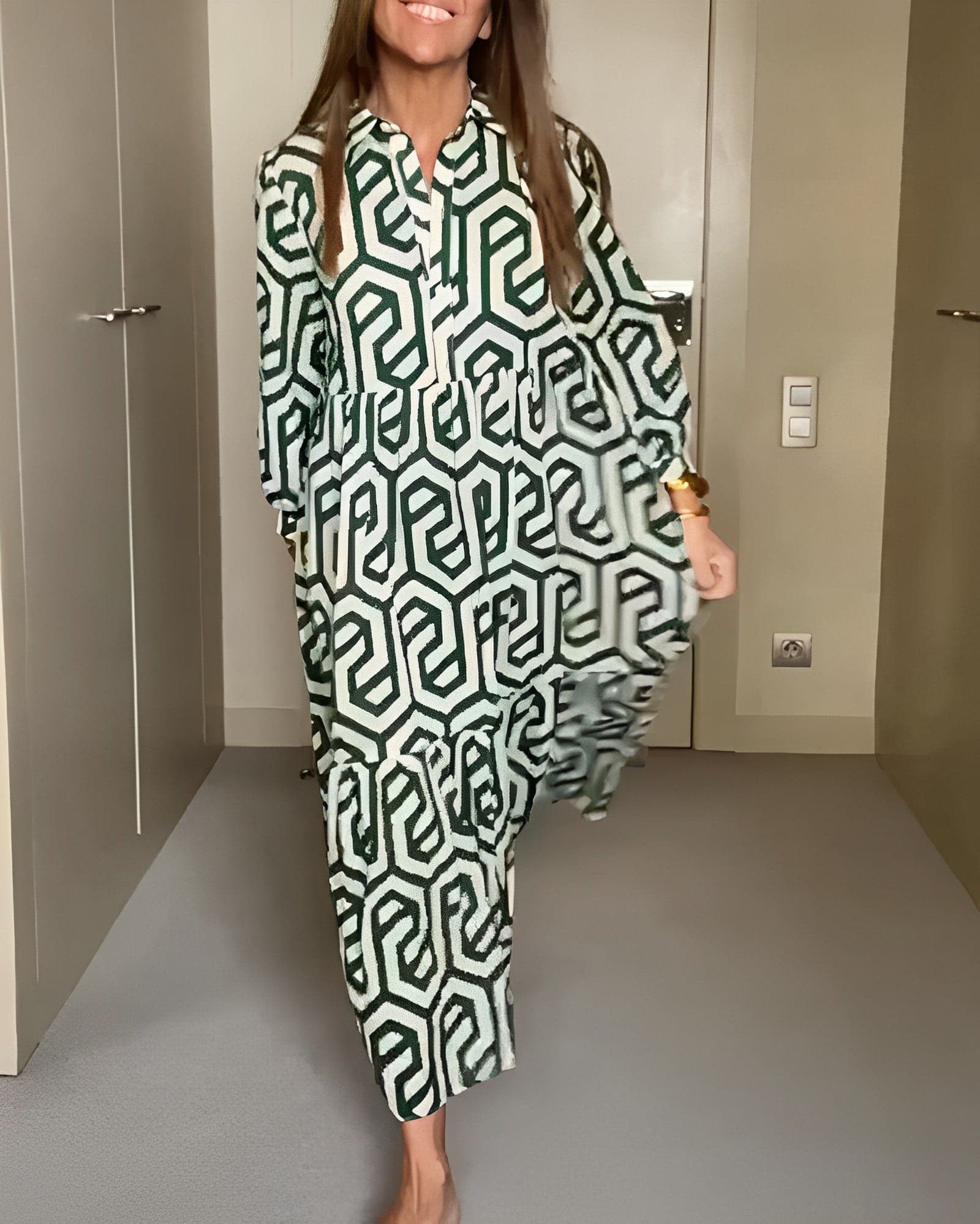 Klara - Robe longue décontractée à motif géométrique