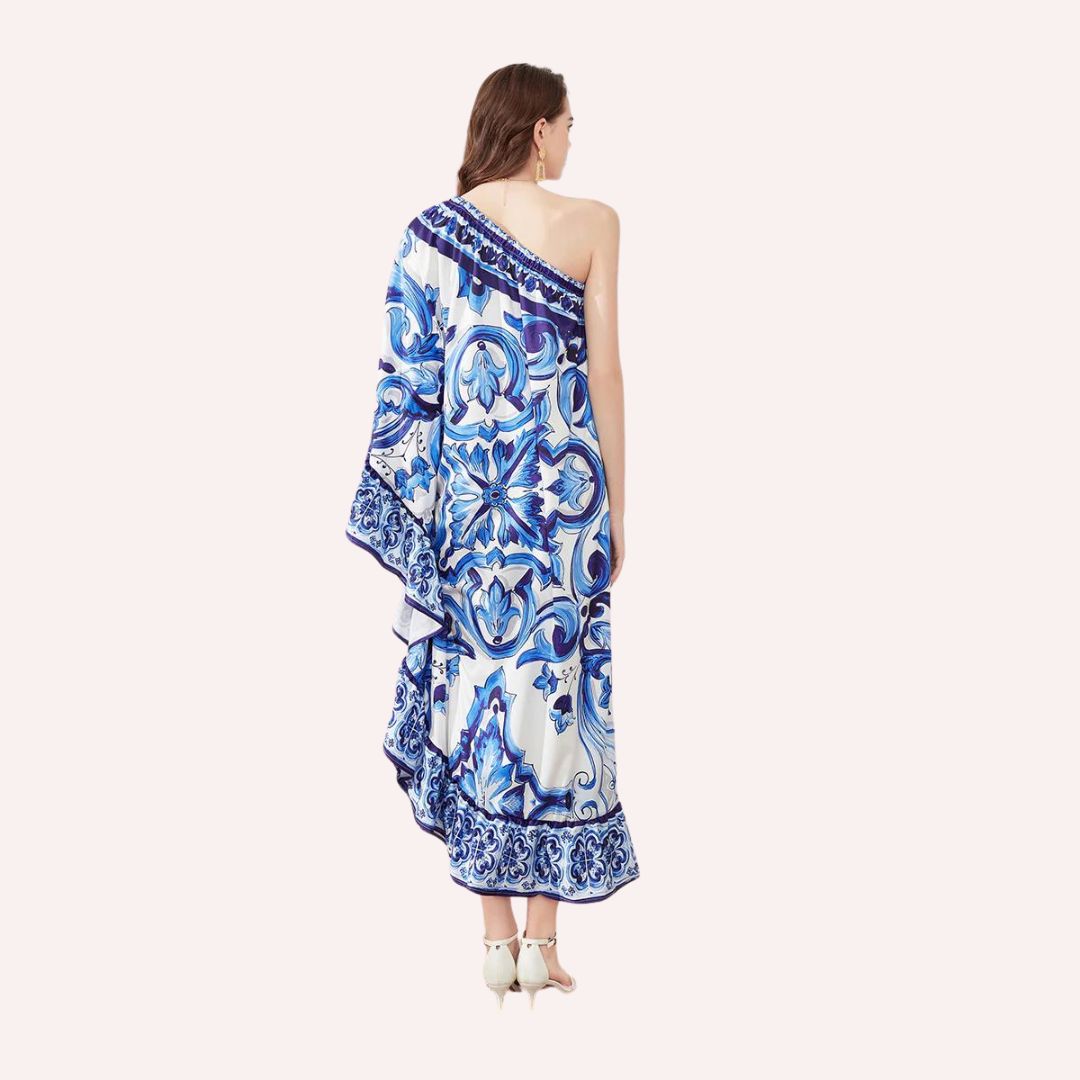 Lysandra | Robe Midi avec Imprimé Vibrant et Silhouette Élégante pour Femmes