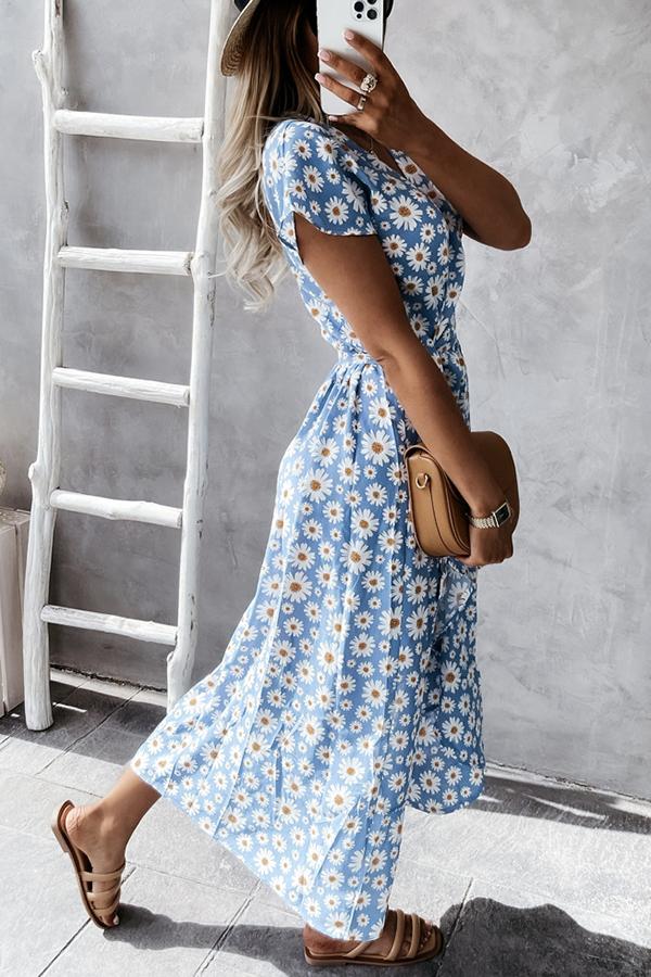 Haidee - Robe midi fleurie à marguerites adorée par vous