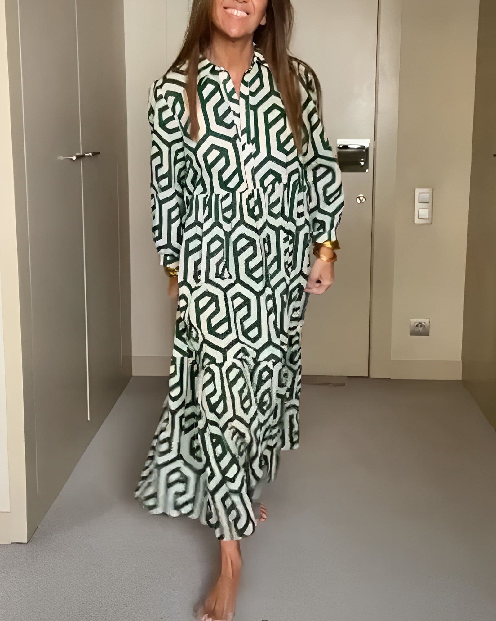 Klara - Robe longue décontractée à motif géométrique