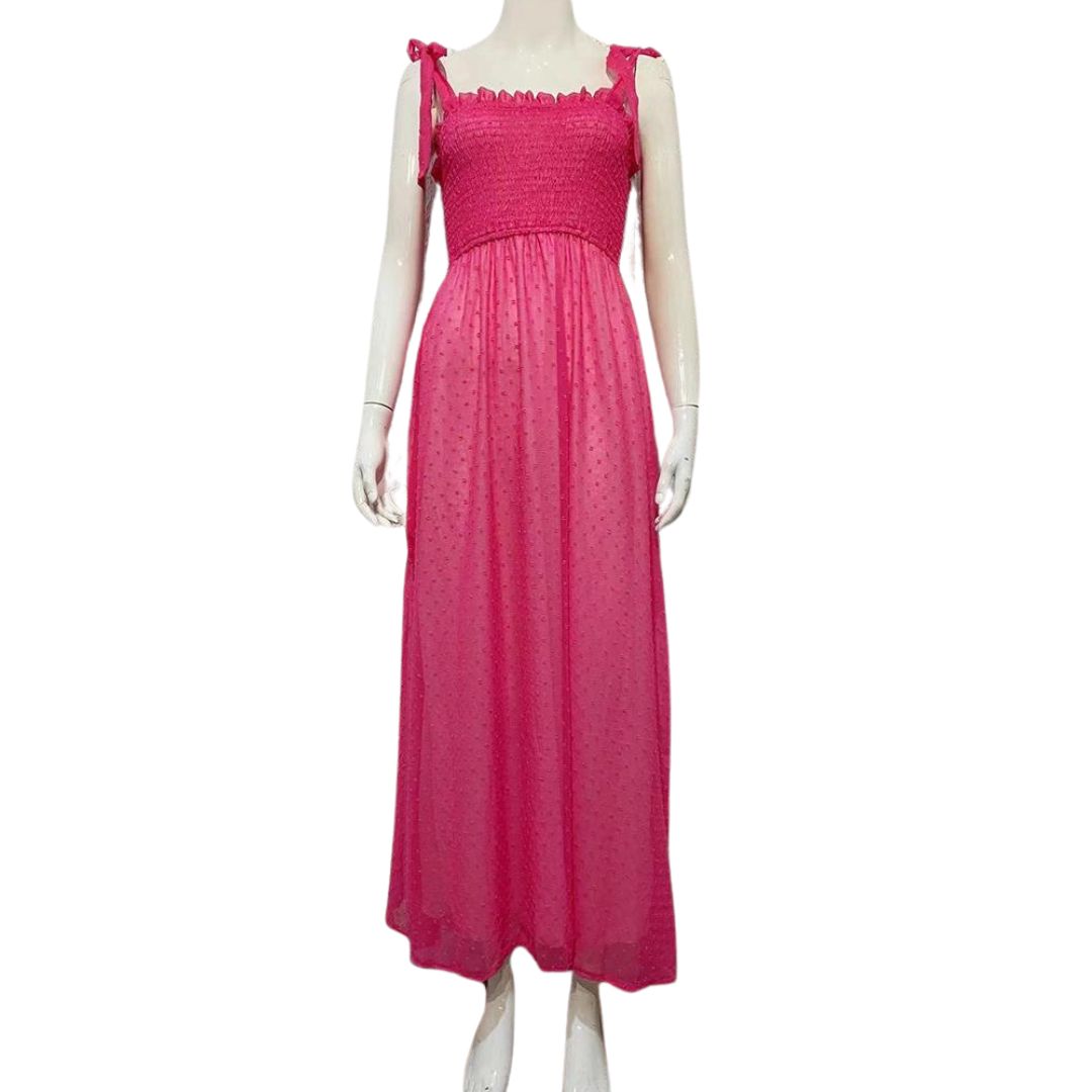 Liana | Robe Maxi Aérienne avec Motif à Pois et Coupe Confortable pour Femmes