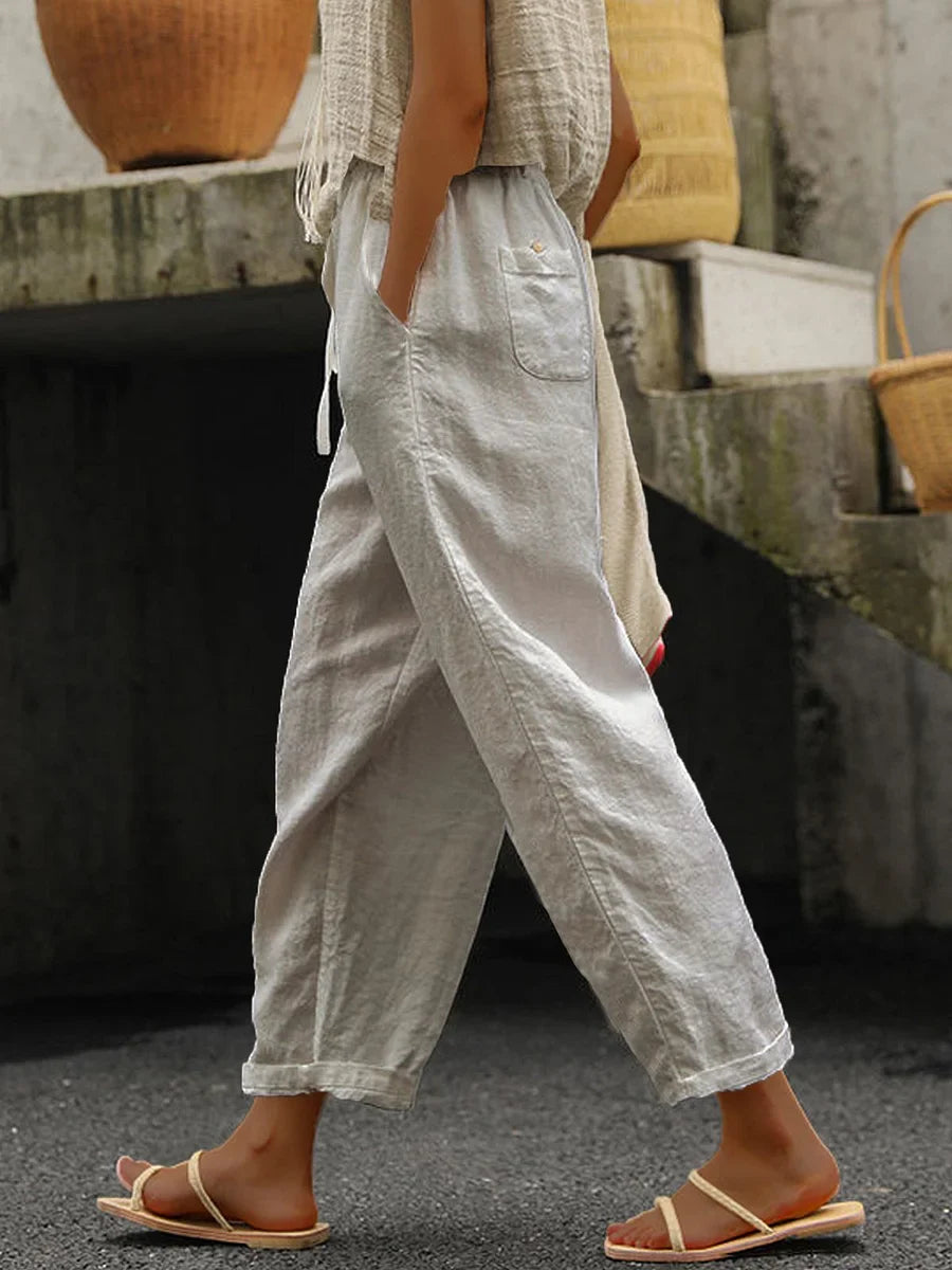 Karen - Pantalon décontracté en pur coton pour femmes dans une couleur pure élégante