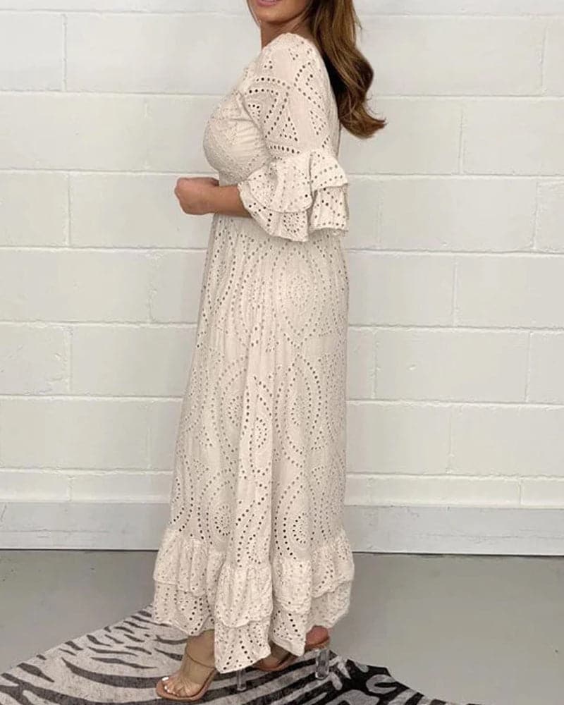 Chloé - Robe ample taille haute à col en V de couleur unie