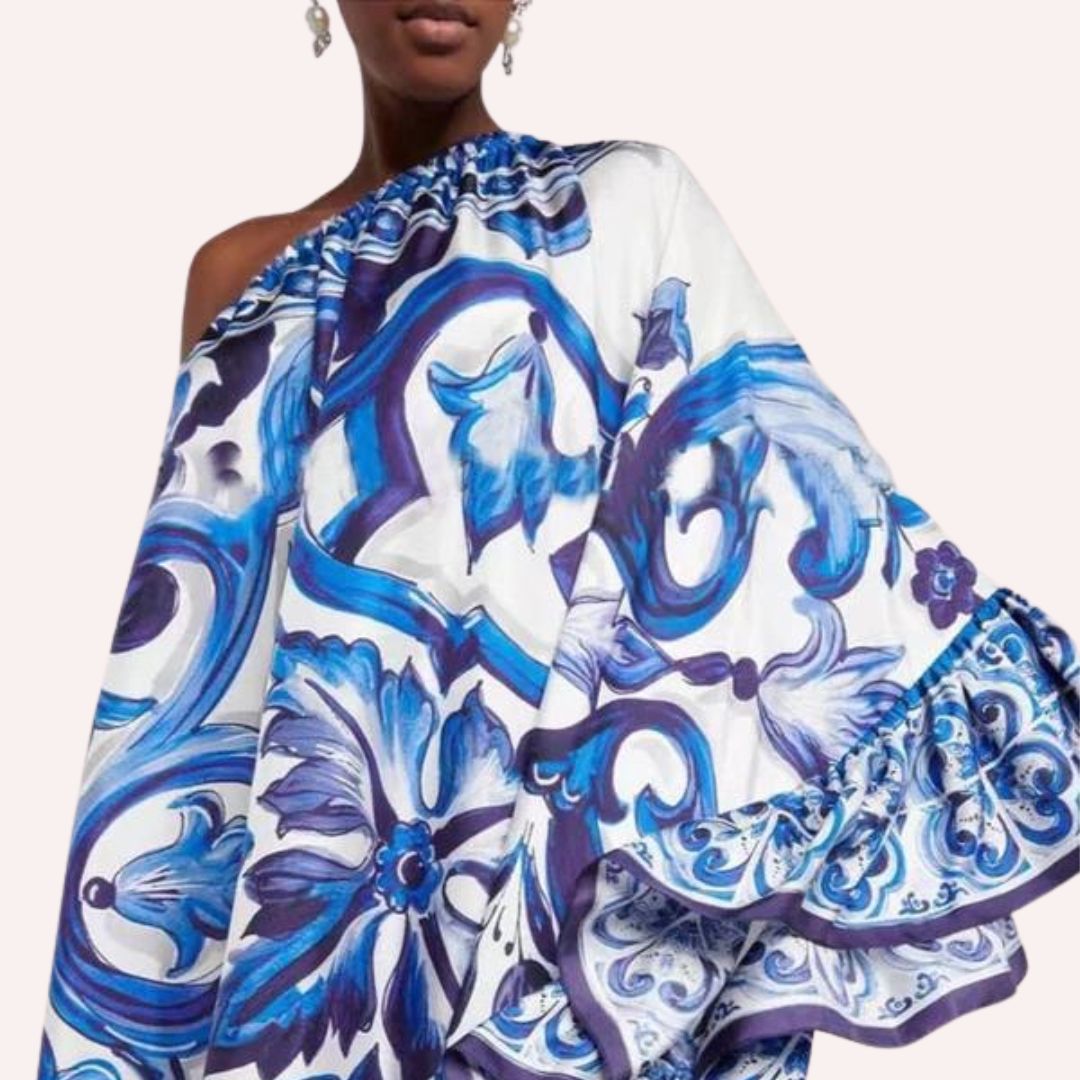 Lysandra | Robe Midi avec Imprimé Vibrant et Silhouette Élégante pour Femmes