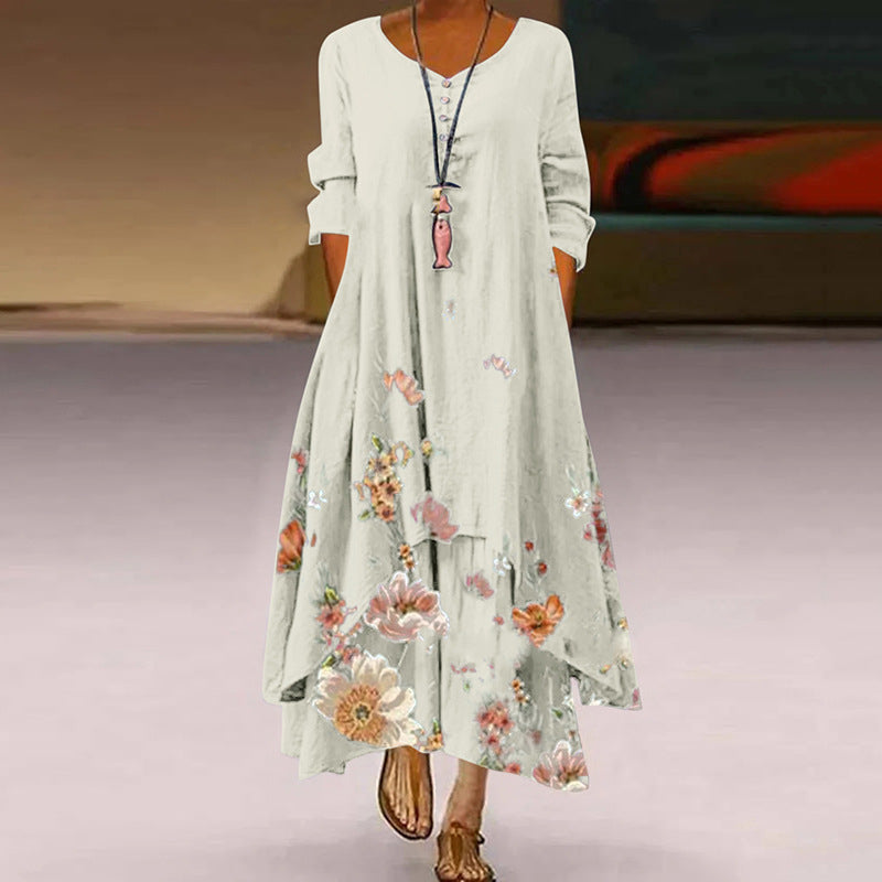 Mica | Robe Élégante avec Imprimé Vintage et Poches pour Femmes