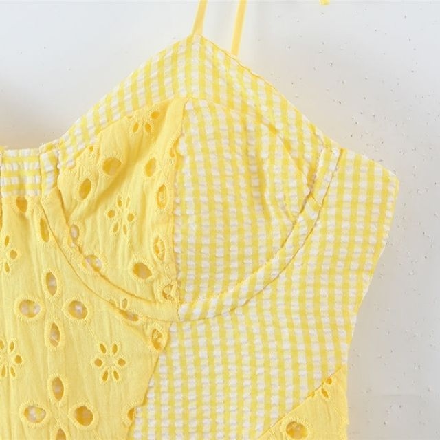 Léonie | Robe Jaune avec Broderie Élégante et Tissu de Haute Qualité pour Femmes