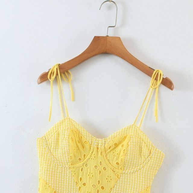 Léonie | Robe Jaune avec Broderie Élégante et Tissu de Haute Qualité pour Femmes