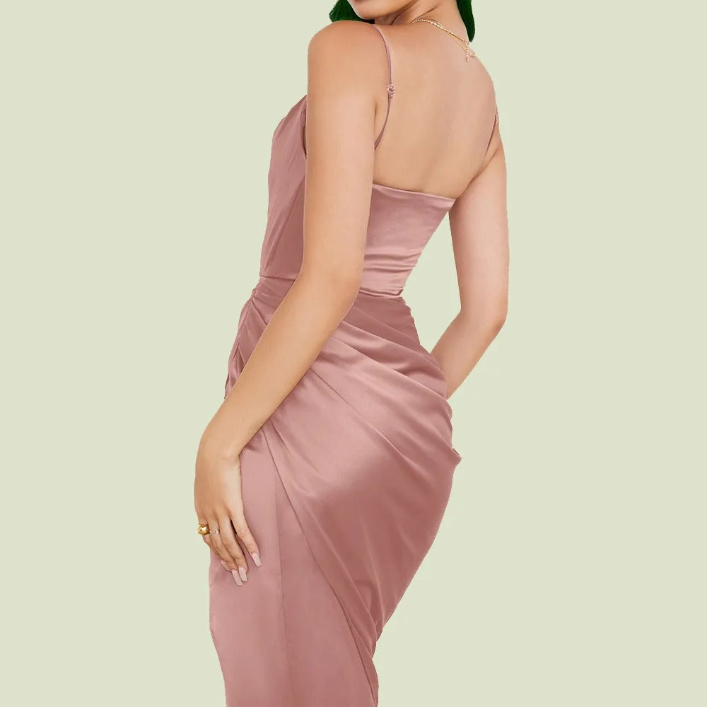 Sérénité | Robe en Satin avec Volants Élégants pour Femmes