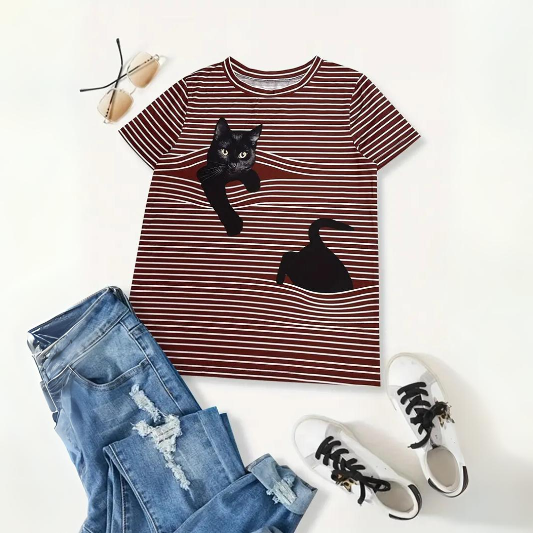 Mélie | Chemise à Imprimé Chat avec Confort Doux et Design Ludique pour Femmes