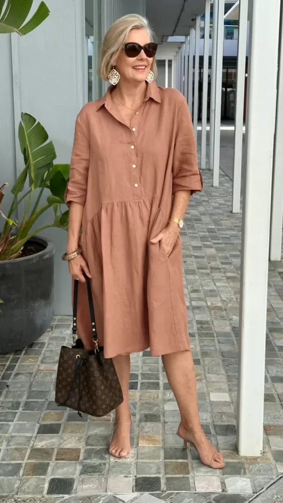 Rebecca – Nouvelle robe décontractée en lin et coton pour femme
