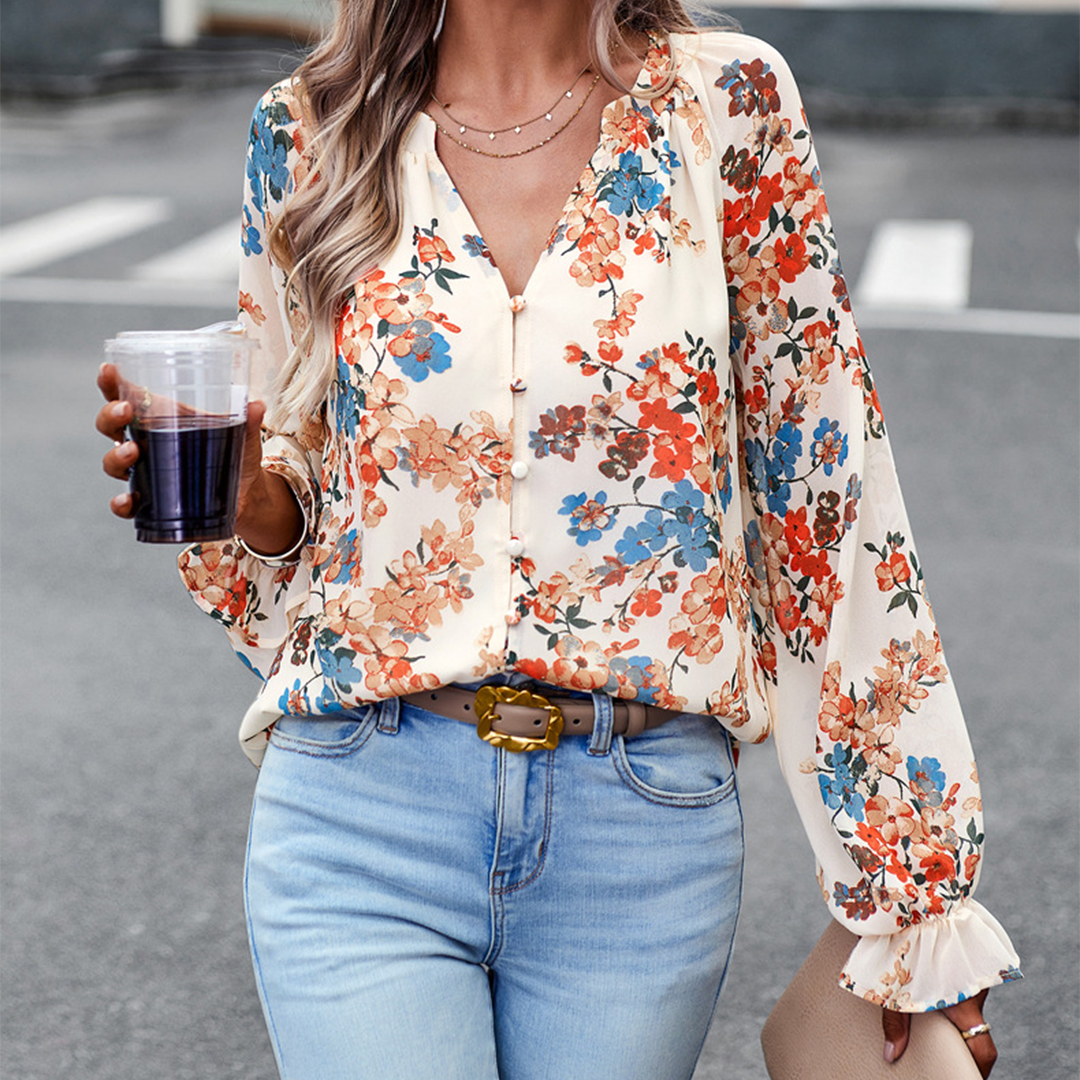 Soleil | Blouse à manches longues avec Motif Floral et Confort Optimal pour Femmes