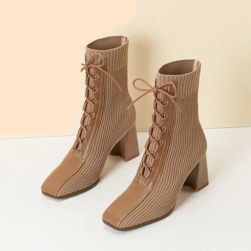 Soleil | Bottines en Maille Côtelée avec Confort Ultime pour Femmes