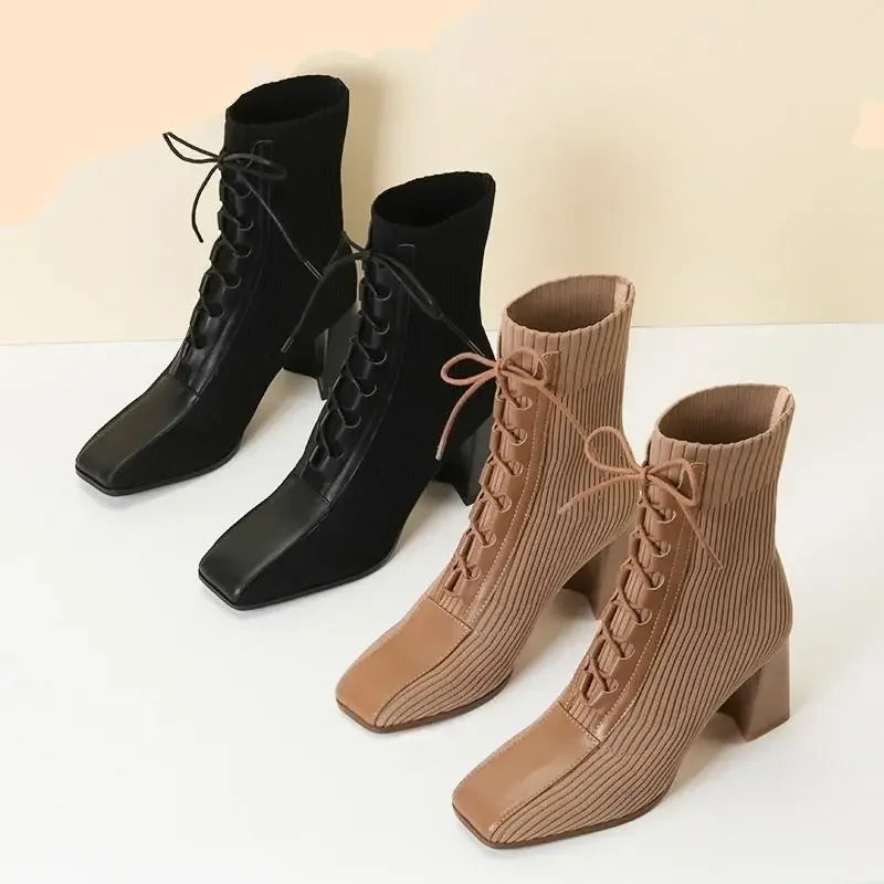 Soleil | Bottines en Maille Côtelée avec Confort Ultime pour Femmes