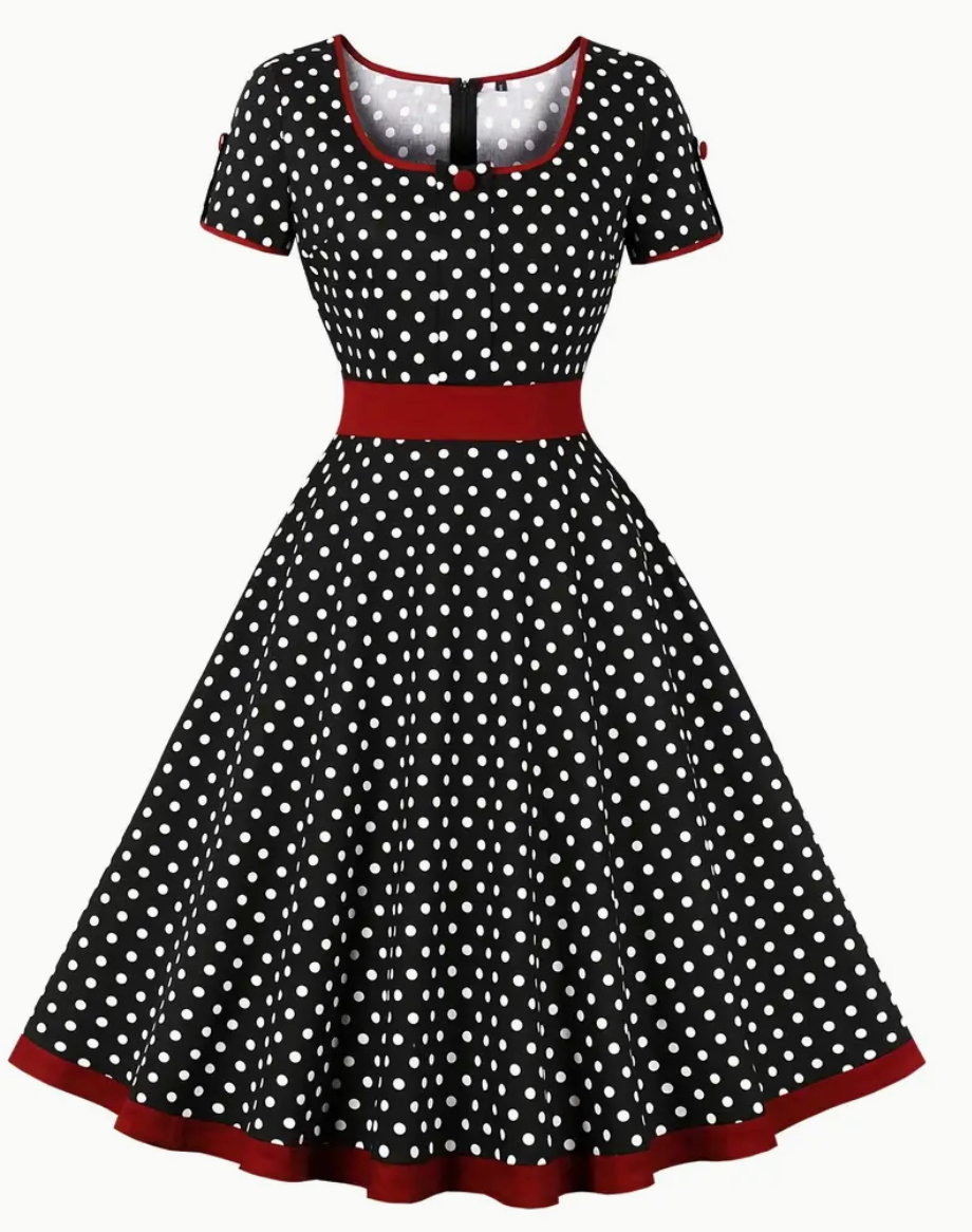 Soleil | Robe Polka avec Style Rétro et Confort Élevé pour le Printemps/Été