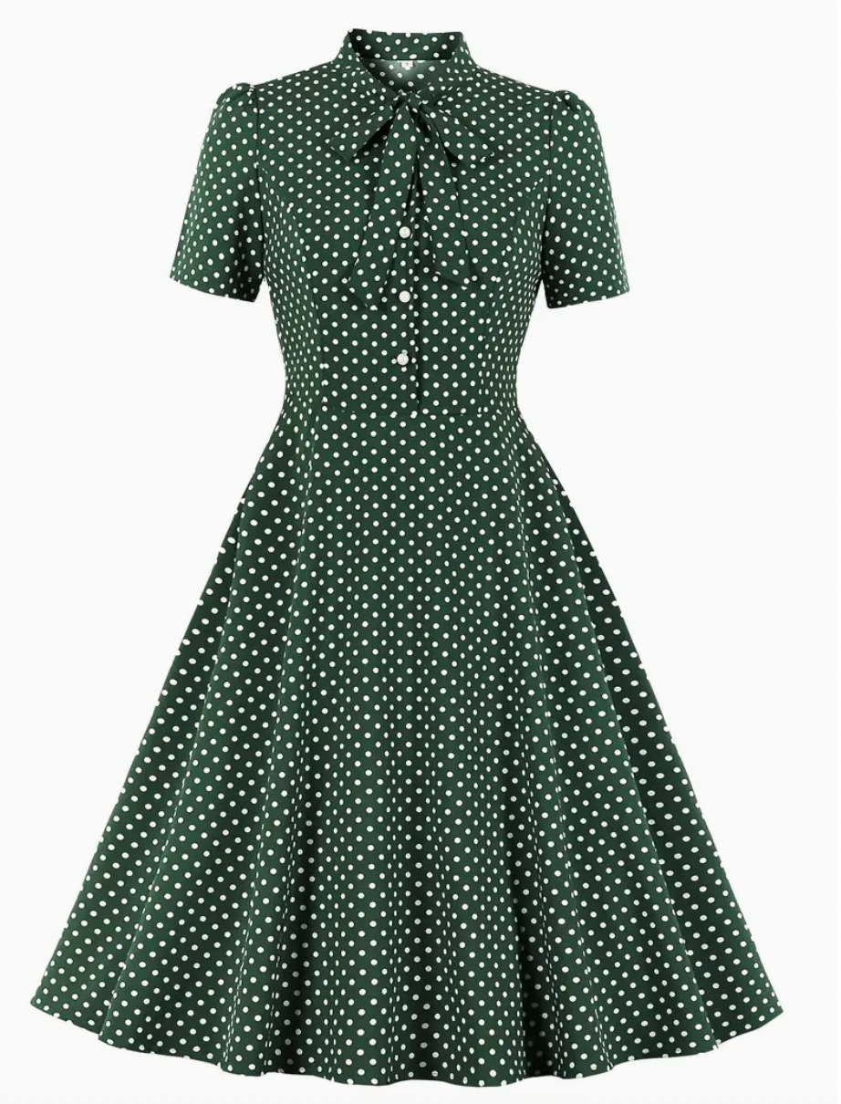 Liana | Robe Polka avec Style Rétro et Confort pour le Printemps/Été