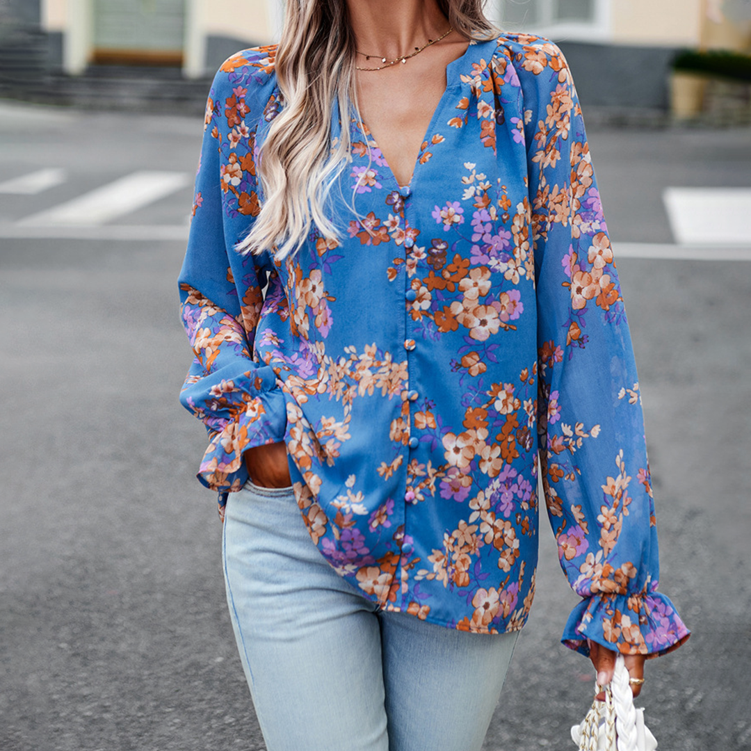 Soleil | Blouse à manches longues avec Motif Floral et Confort Optimal pour Femmes
