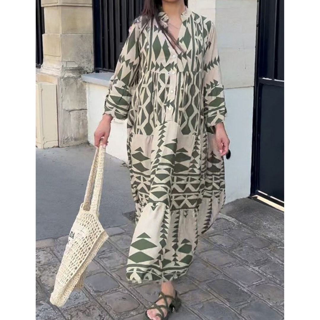 Lunaire | Robe Bohème avec Imprimés Boho-Chic et Détails Faits Main pour Femmes
