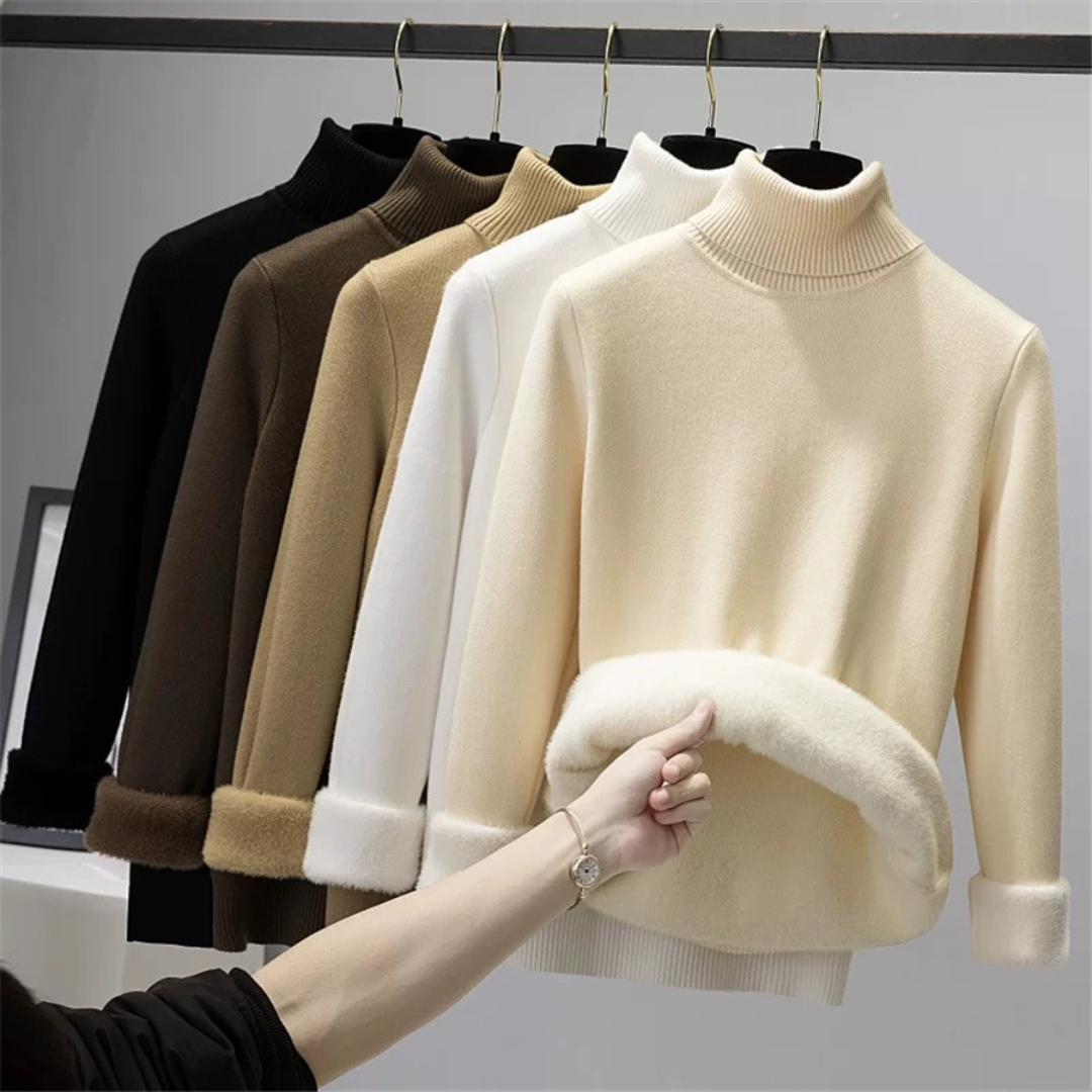 Léonie | Pull en Velours Doux avec Col Roulé Élégant pour Femmes