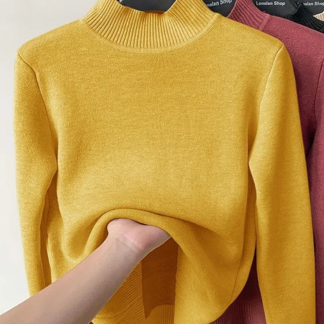 Léonie | Pull en Velours Doux avec Col Roulé Élégant pour Femmes