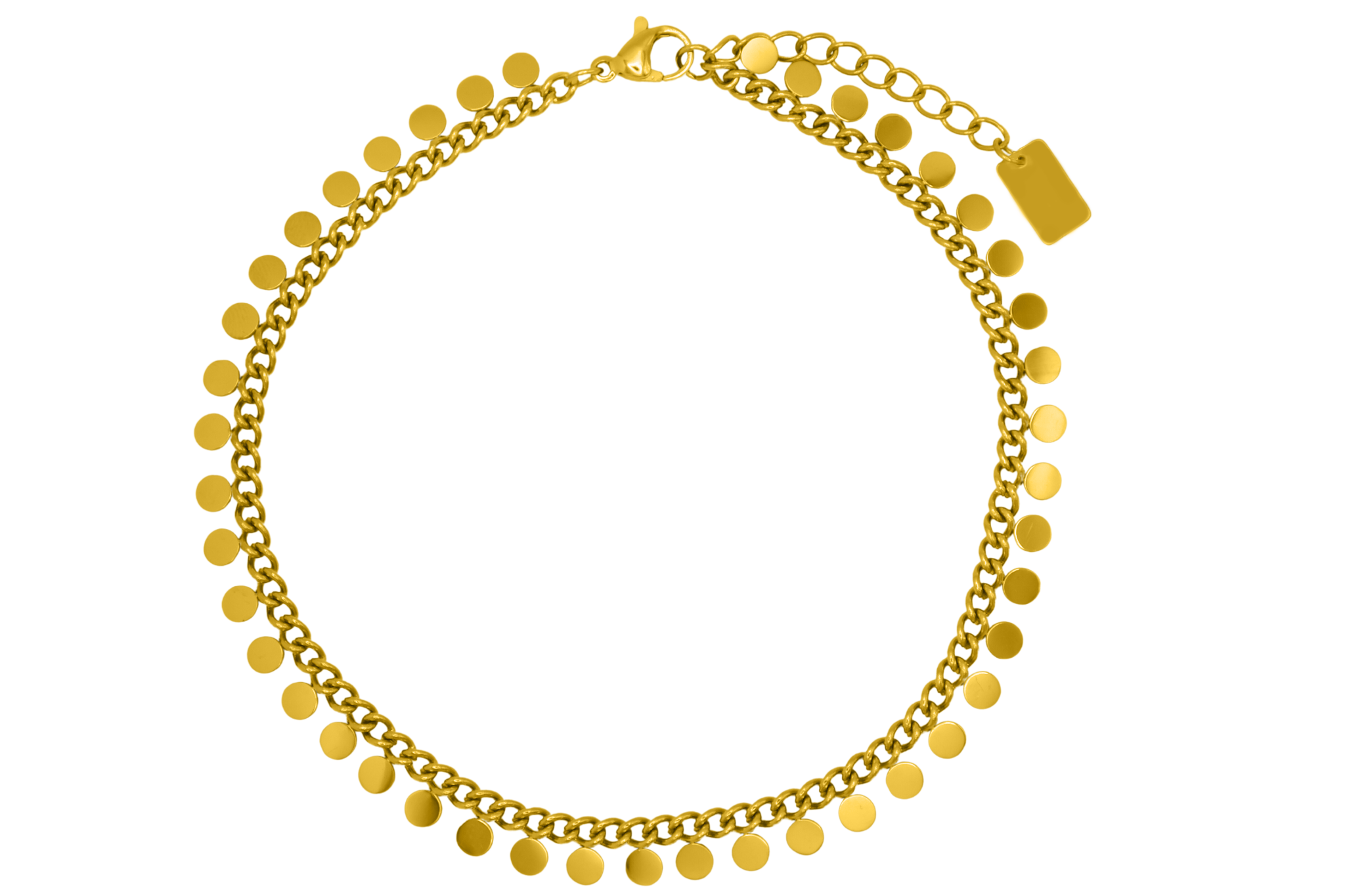 Lunaire | Bracelet Cheville avec Pièces Mini en Acier Inoxydable et Plaqué Or 14K pour Femme