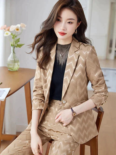 Léonie | Ensemble Blazer Rayé avec Tissu Doux et Élégant pour Femmes