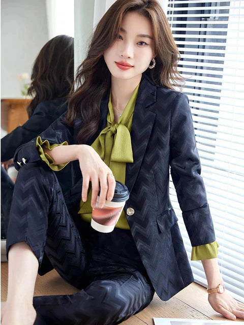 Léonie | Ensemble Blazer Rayé avec Tissu Doux et Élégant pour Femmes