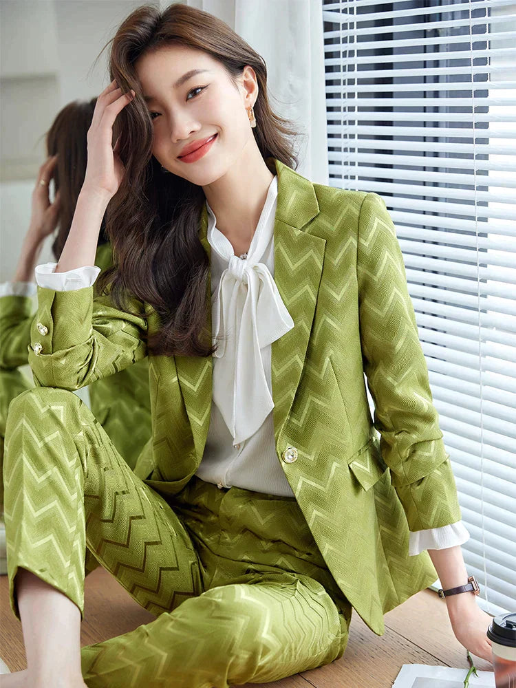Léonie | Ensemble Blazer Rayé avec Tissu Doux et Élégant pour Femmes