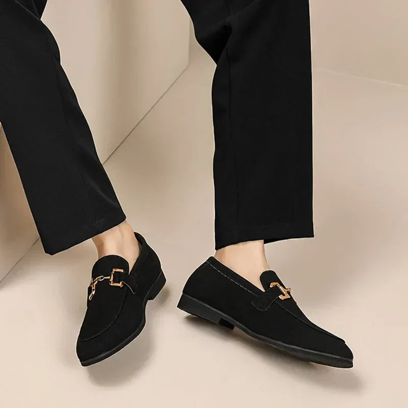 Ismael - Mocassins en daim avec boucle en métal