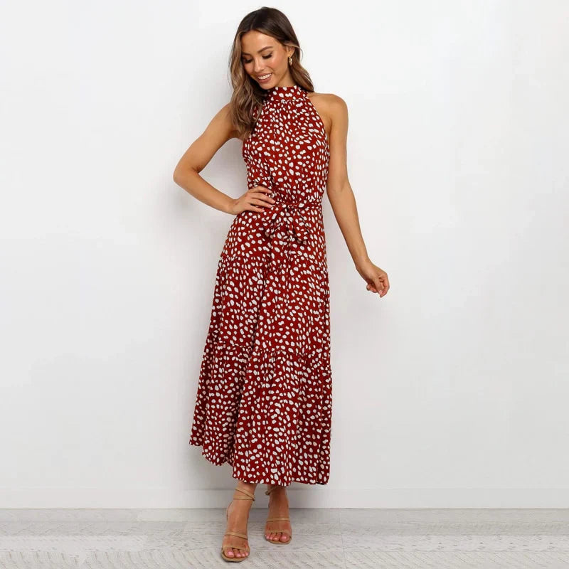 Lucie - Robe Longue Dos Nu à Pois