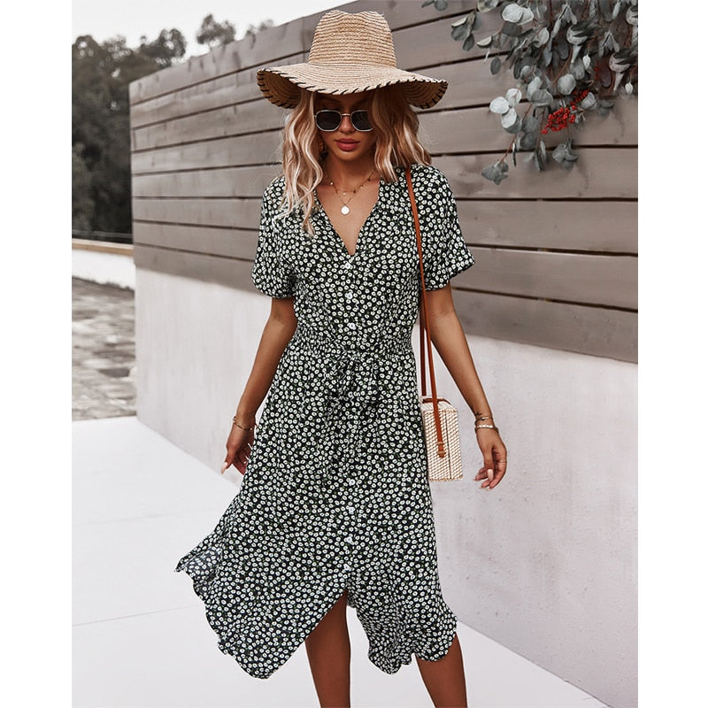 Luna | Robe Fleurie avec Tissu de Qualité et Silhouette Élégante pour Femmes