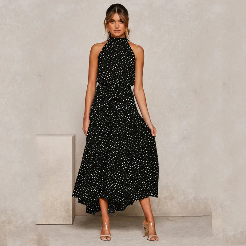 Lucie - Robe Longue Dos Nu à Pois