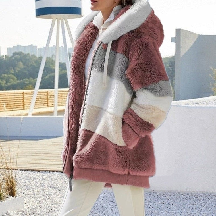 Lunaire | Veste en Fausses Fourrures Douces avec Capuche pour Femmes cet Hiver
