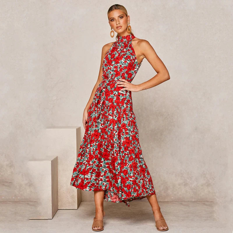 Lucie - Robe Longue Dos Nu à Pois