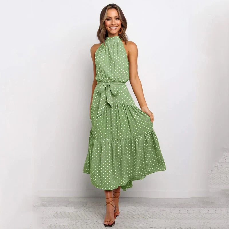 Lucie - Robe Longue Dos Nu à Pois