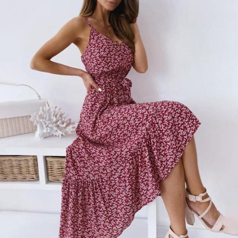Miranda - Robe d'été longue élégante à fines bretelles