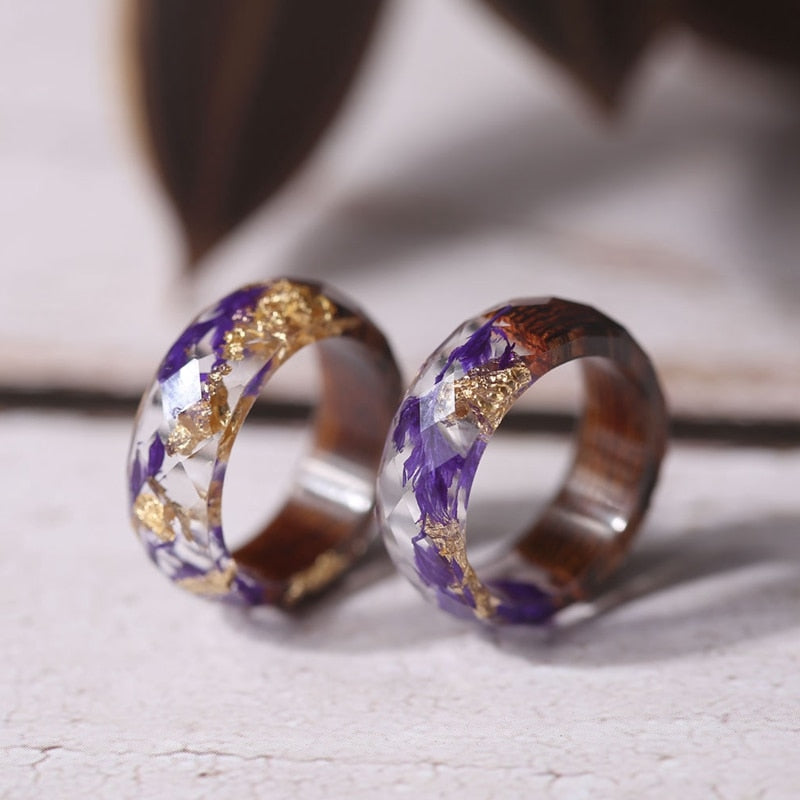 Orchidée Éternelle | Bague en Bois avec Motif Floral Délicat pour Femmes